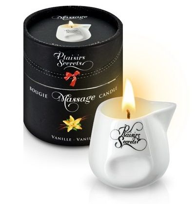 Массажная свеча с ароматом ванили Bougie Massage Gourmande Vanille - 80 мл. - Plaisir Secret - купить с доставкой в Реутове