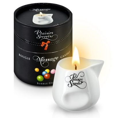 Массажная свеча с ароматом бубль-гума Bougie de Massage Gourmande Bubble Gum - 80 мл. - Plaisir Secret - купить с доставкой в Реутове