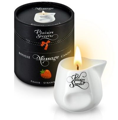 Массажная свеча с ароматом клубники Bougie de Massage Gourmande Fraise - 80 мл. - Plaisir Secret - купить с доставкой в Реутове