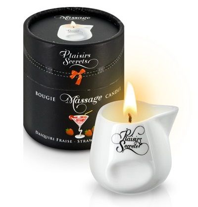 Массажная свеча с ароматом клубничного дайкири Bougie de Massage Daikiri Fraise - 80 мл. - Plaisir Secret - купить с доставкой в Реутове