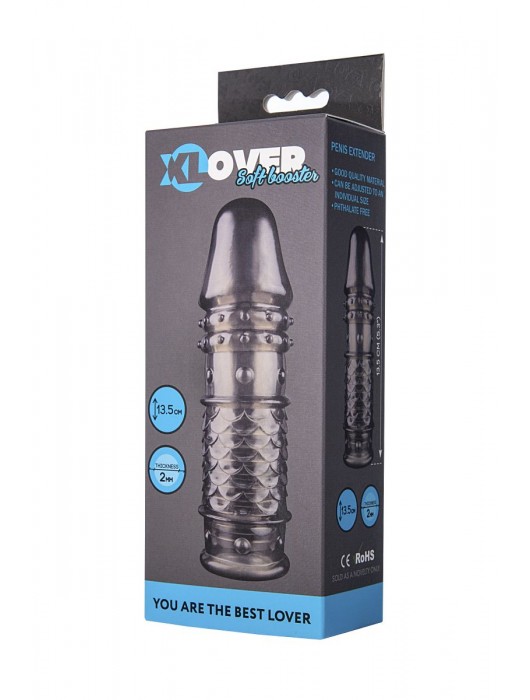 Дымчатая закрытая насадка ToyFa XLover с чешуйками и пупырышками - 13,5 см. - ToyFa - в Реутове купить с доставкой