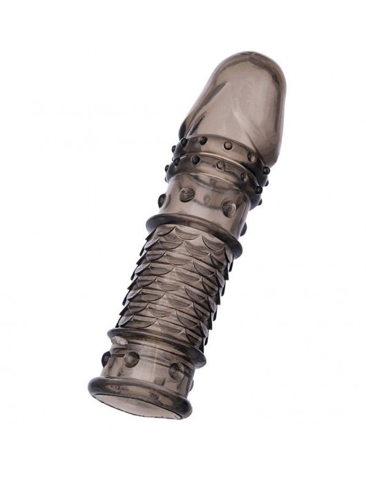 Дымчатая закрытая насадка ToyFa XLover с чешуйками и пупырышками - 13,5 см. - ToyFa - в Реутове купить с доставкой