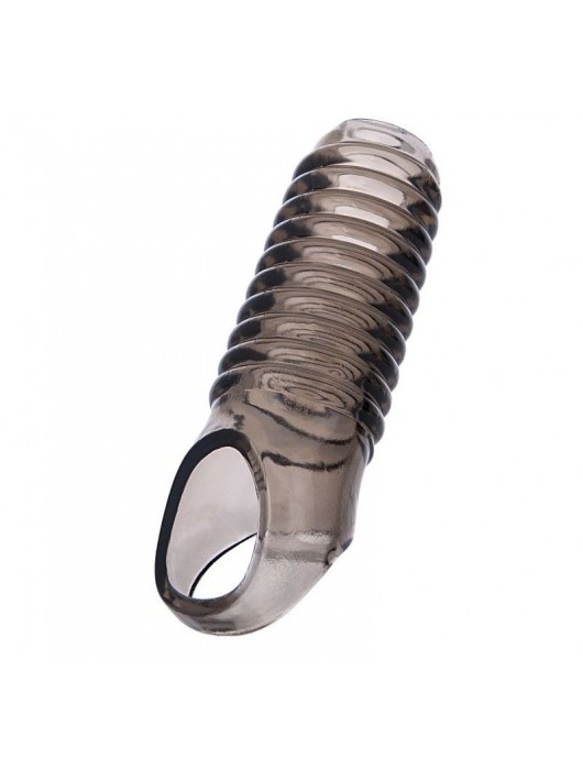 Дымчатая насадка с рёбрышками и подхватом мошонки ToyFa XLover - 12,5 см. - ToyFa - в Реутове купить с доставкой