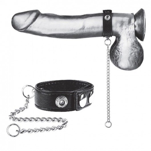 Утяжка на пенис с поводком Snap Cock Ring With 12  Leash - BlueLine - купить с доставкой в Реутове