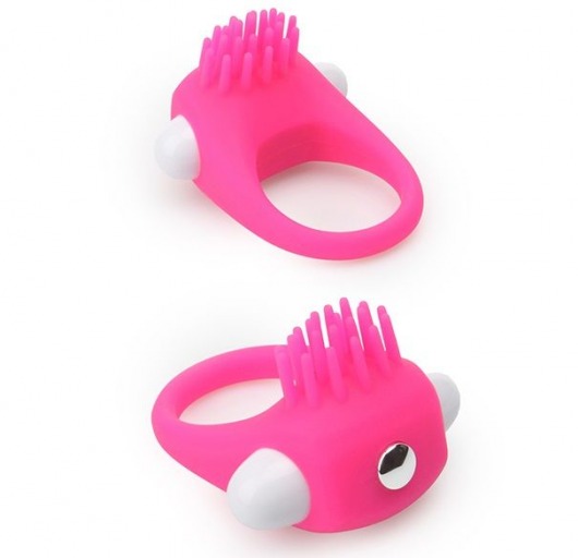 Розовое эрекционное кольцо с щеточкой LIT-UP SILICONE STIMU RING 5 - Dream Toys - в Реутове купить с доставкой