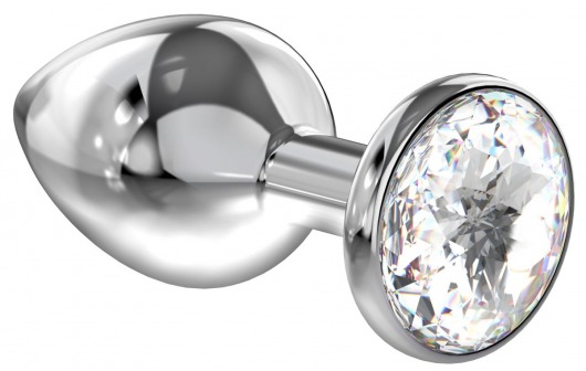 Большая серебристая анальная пробка Diamond Clear Sparkle Large с прозрачным кристаллом - 8 см. - Lola Games - купить с доставкой в Реутове