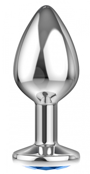 Большая серебристая анальная пробка Diamond Light blue Sparkle Large с голубым кристаллом - 8 см. - Lola Games - купить с доставкой в Реутове