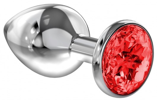Большая серебристая анальная пробка Diamond Red Sparkle Large с красным кристаллом - 8 см. - Lola Games - купить с доставкой в Реутове
