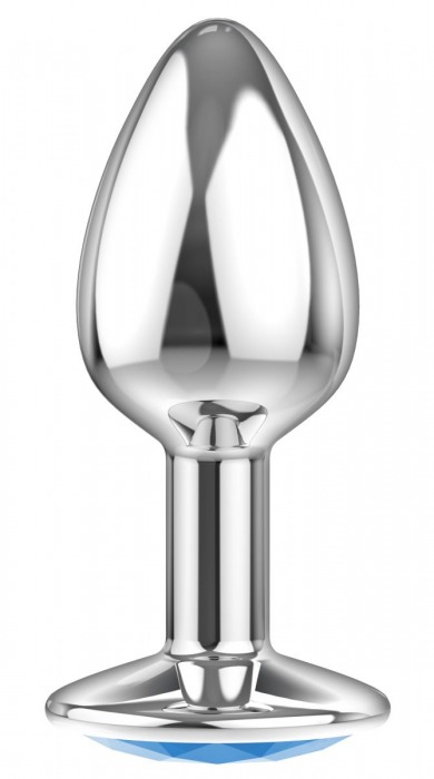 Малая серебристая анальная пробка Diamond Light blue Sparkle Small с голубым кристаллом - 7 см. - Lola Games - купить с доставкой в Реутове