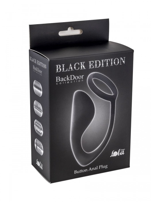 Чёрное эрекционное кольцо с анальной пробкой Button Anal Plug - Lola Games - в Реутове купить с доставкой