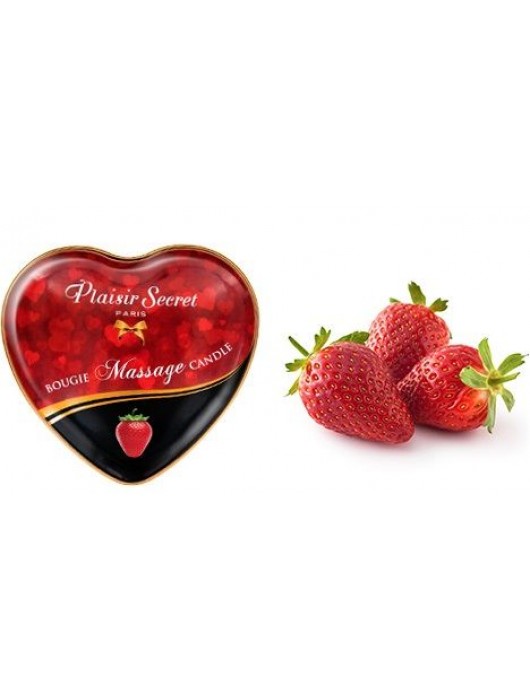 Массажная свеча с ароматом клубники Bougie Massage Candle - 35 мл. - Plaisir Secret - купить с доставкой в Реутове