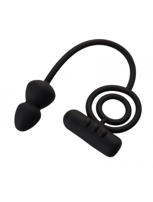Чёрное эрекционное кольцо с вибропулькой и анальным хвостом - Erotist Adult Toys - в Реутове купить с доставкой