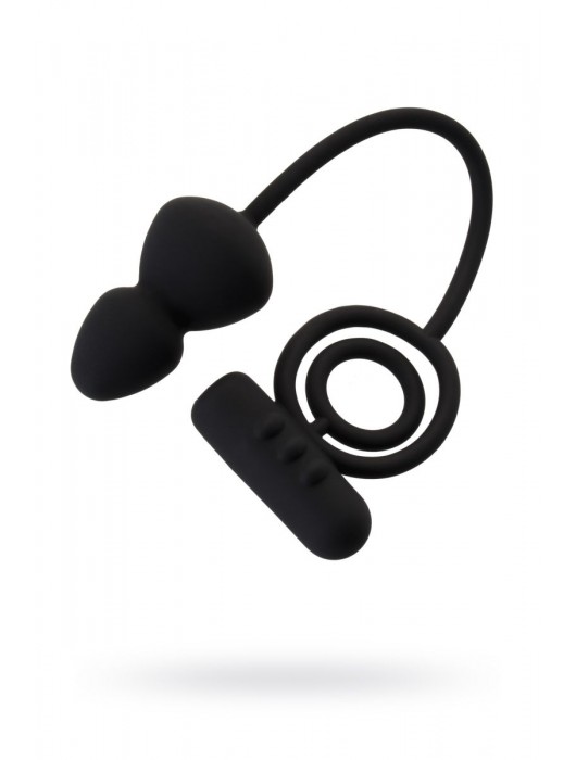 Чёрное эрекционное кольцо с вибростимулятором и анальным хвостом - Erotist Adult Toys - в Реутове купить с доставкой