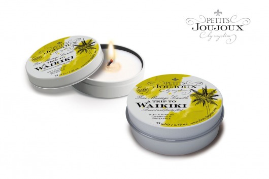 Массажная свеча Petits Joujoux Waikiki Beach с ароматом кокоса и ананаса - 33 гр. - MyStim - купить с доставкой в Реутове