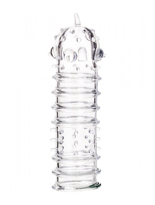 Прозрачная насадка на пенис TOYFA A-Toys с ребрами и точками - 15,3 см. - A-toys - в Реутове купить с доставкой