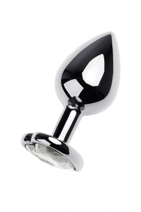 Серебристая анальная пробка с прозрачным кристаллом-сердцем - 8 см. - ToyFa - купить с доставкой в Реутове