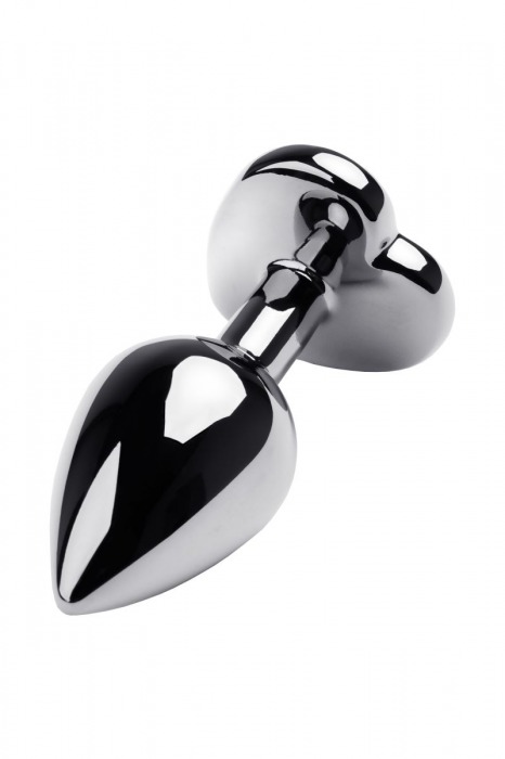 Серебристая анальная пробка с прозрачным кристаллом-сердцем - 8 см. - ToyFa - купить с доставкой в Реутове