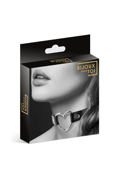 Чёрный чокер с кольцом в форме сердца - Bijoux Pour Toi - купить с доставкой в Реутове