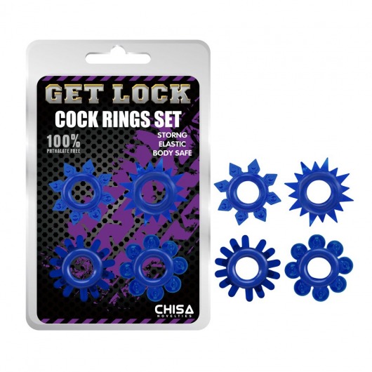 Набор из 4 синих колец Get Lock - Chisa - в Реутове купить с доставкой