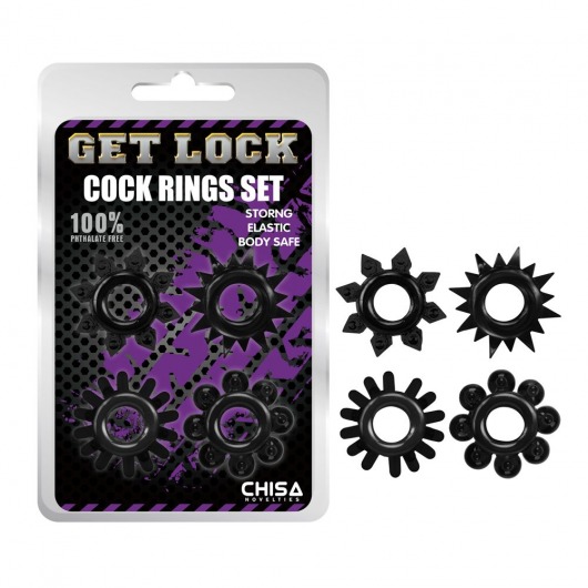 Набор из 4 черных эрекционных колец Get Lock - Chisa - в Реутове купить с доставкой