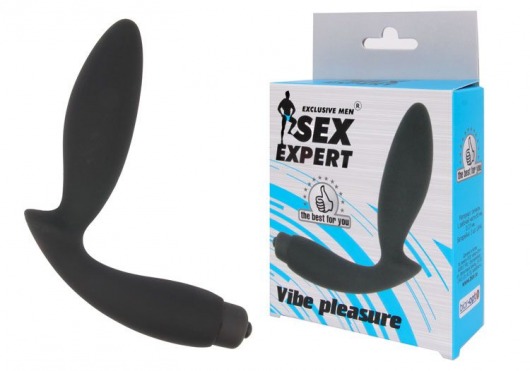 Чёрный вибростимулятор простаты Sex Expert Vibe Pleasure - Sex Expert - в Реутове купить с доставкой