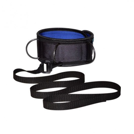 Чёрно-синий неопреновый ошейник с поводком - Sitabella - купить с доставкой в Реутове