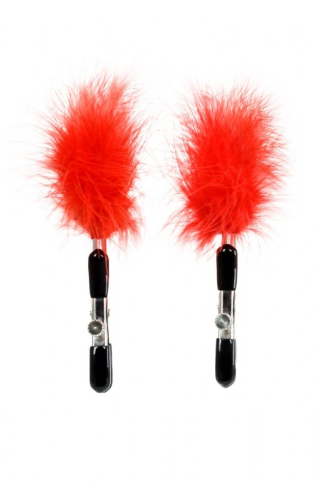 Зажимы для сосков с красным пухом Theatre - ToyFa - купить с доставкой в Реутове