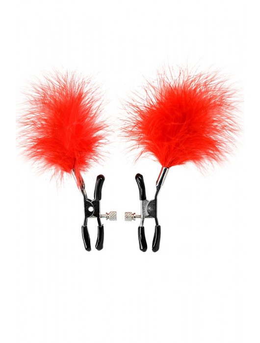 Зажимы для сосков с красным пухом Theatre - ToyFa - купить с доставкой в Реутове