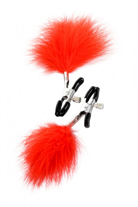 Зажимы для сосков с красным пухом Theatre - ToyFa - купить с доставкой в Реутове