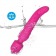 Ярко-розовый двусторонний wand-вибромассажер с рифленой ручкой - 22,5 см. - Silicone Toys купить в Реутове с доставкой в Orgasmix.ru Ярко-розовый двусторонний wand-вибромассажер с рифленой ручкой - 22,5 см. - Silicone Toys